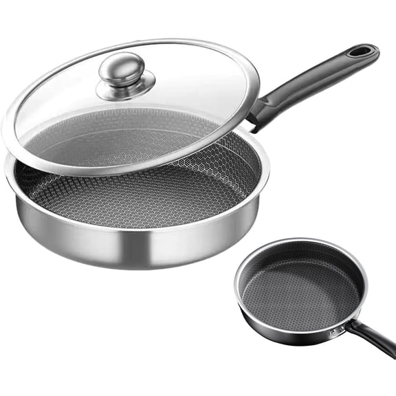 10.24Inch Steel Frying Pan Nonstick Egg & Steak Skillet with Stay-Cool Handle, Grade Kitchen Essential for Baking/Searing/Sautéing, Eco-Friendly & Dishwasher Safe Cookwar