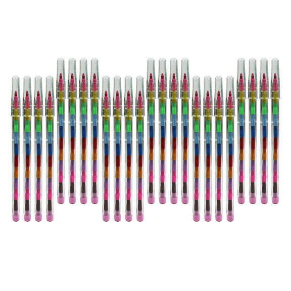 10/24Pcs Stacking Buildable Stackable Colouring Pencils, 11 in 1 Building Block Colouring Wax Crayon