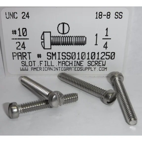 #10-24X1-1/4 Fillister Head Slotted Machine Screws 18-8 Stainless Steel (15)