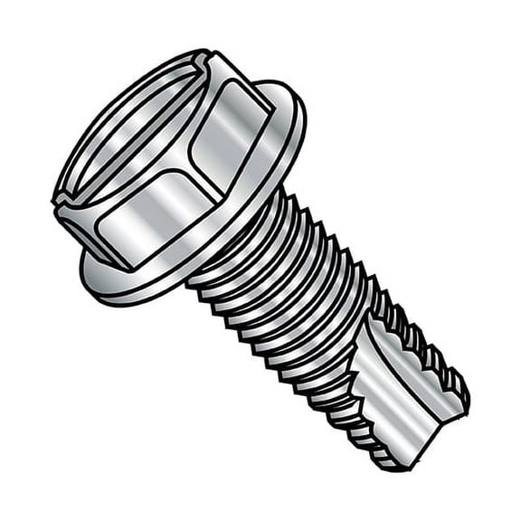 10-24X1/2 Slotted Indented Hex washer Thread Cutting Screw Type23 Fully Thread 18-8 Stainless (Pack Qty 3,000) BC-10083SW188