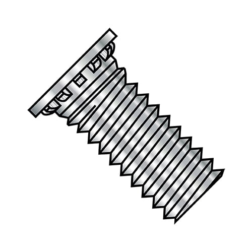 10-24X1 Self Clinching Stud 12 Rib Full Thread 300 Series Stainless Steel (Pack Qty 6,000) BC-1016SCN300