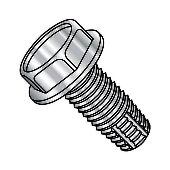 10-24X1 Unslotted Indented Hex Washer Thread Cutting Screw Type F Fully Thread 18-8 Stainless (Pack Qty 2,500) BC-1016FW188