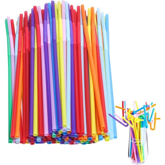 10.24x0.24In Bendable Long Plastic Straws,100Pcs Colorful Straws,Plastic Straws,Disposable Straws,Flexible Straw for Tea,Coffee