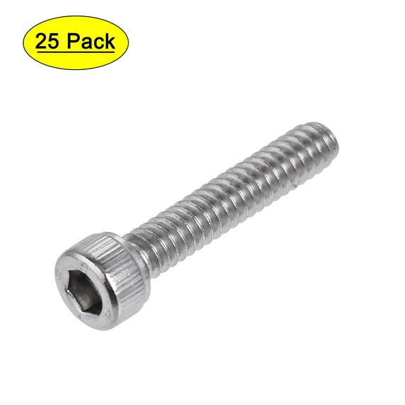 #10-24x1" Hex Socket Bolts 304 Stainless Steel Polished 25 Pack