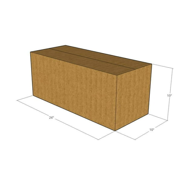 24x10x10 Kraft Brown Corrugated Shipping Boxes, 32 ECT Single-Wall, Qty 10