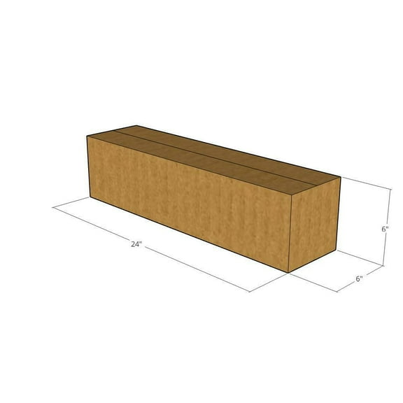 24x6x6 Kraft Brown Corrugated Shipping Boxes, 32 ECT Single-Wall, Qty 10