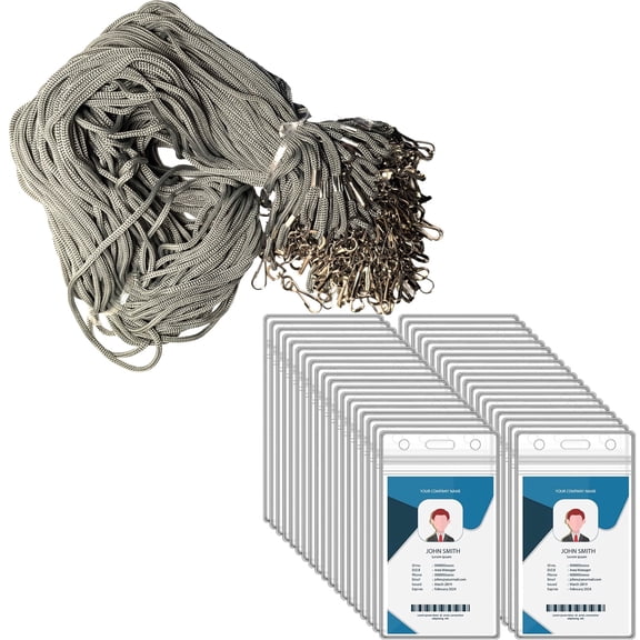 10/25/50/100/150pcs Lanyards, ID Badges Name Tag Bulk Neck Holder Reel ID Card Name Badge Resealable Sleeves Hook Cords