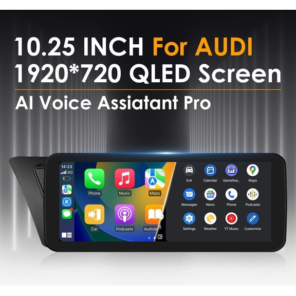 10.25" CarPlay For Audi A4/A4L/A5 2009-2016 Android 13 Car Stereo GPS WiFi MMI