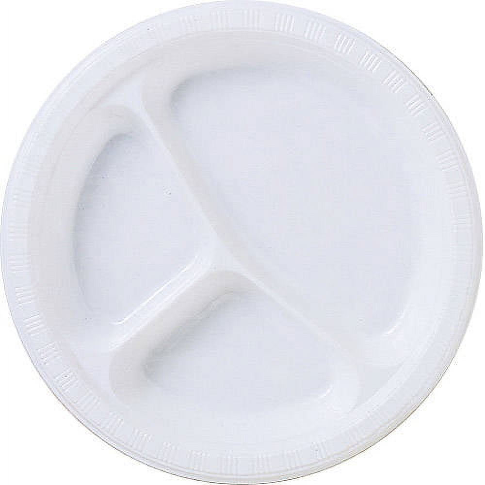 White Plastic Divided Dinner Plates 20ct