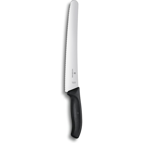 10.25-Inch Curved Bread Knife with Serrated Edge and Black Handle