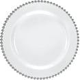 thumbnail image 1 of 10.25 Inch Silver Beaded White Round Dinner Plate – Elegant Disposable Plastic Dinner Plate for Weddings, Parties, Catering, and Buffets – Durable & Reusable Tableware Food-Safe BPA-Free Design (40), 1 of 1