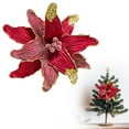 thumbnail image 1 of 10.25" Large Burgundy Velvet Poinsettia Flowers, Artificial Christmas Tree Ornaments with Long Stems, Glitter Holiday DIY Decorations for Tree, Wreath, Table Centerpiece, Set of 1 by&nbsp;posdfud, 1 of 9