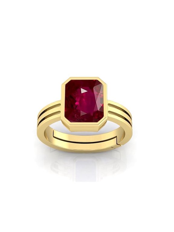 10.25 Ratti 9.60 Carat Certified Natural Ruby/Manikya Gemstone Adjustable Ring/Anguthi for Men and Women