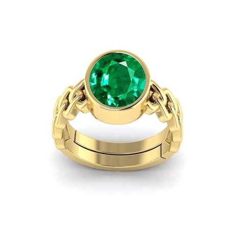 10.25 Ratti Natural Emerald Panna Gemstone Handmade Punchdhatu Ring For Women's and Men's