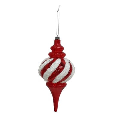 10.25" Red & White Tinsel Twist Jumbo Finial Ornament by Ashland - Holiday and Christmas Oranaments