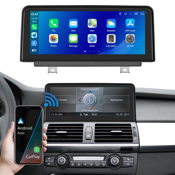 10.25" Wireless CarPlay Screen For BMW X5 E70 X6 E71 2007-2009 CCC System Support Android Auto,Mirrorlink,Siri,GPS,Rear Camera,Original Car Functions