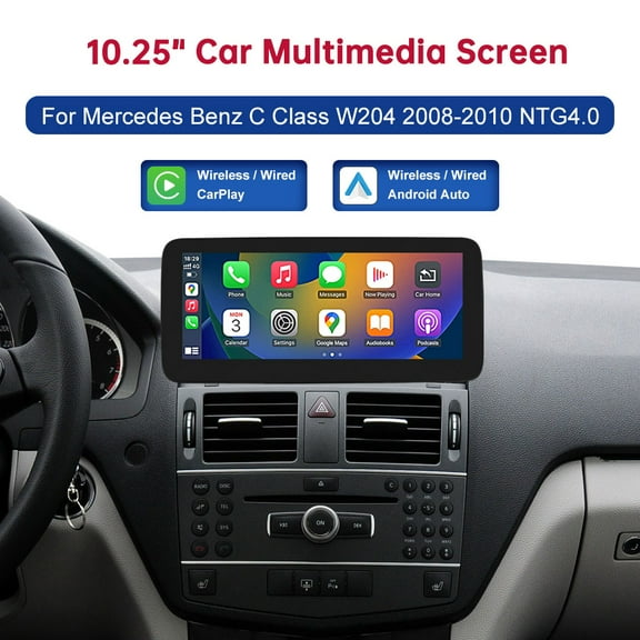 10.25" Wrieless Apple CarPlay Android Auto Car Multimedia Linux Touch Screen for Mercedes-Benz C Class W204 S204 2008-2010 NTG4.0