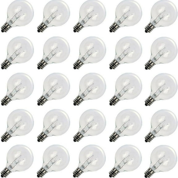10-25 X Clear G40 Globe Bulbs with Candelabra Screw Base, 5W, E12 Candelabra Base Light