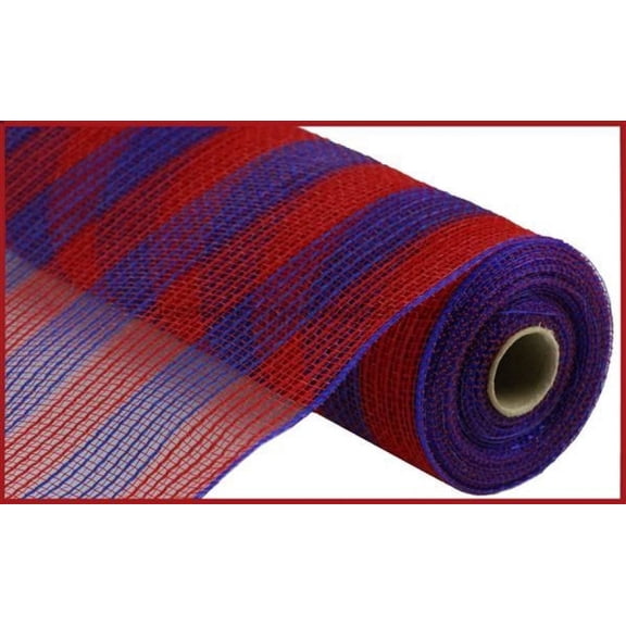 10.25"X10Yd Faux Jute/Pp Small Stripe Red/Royal Blue RY831987
