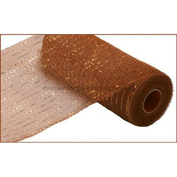 10.25"X10Yd Metallic Mesh Brown W/Gold Foil RE800155