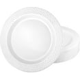 thumbnail image 1 of 10.25 inch Pearl White Plastic Round Dinner Plate Pebble Design – Elegant Disposable Tableware for Weddings Parties and Events – Durable Stylish and Reusable Design – Catering Buffets (50), 1 of 1