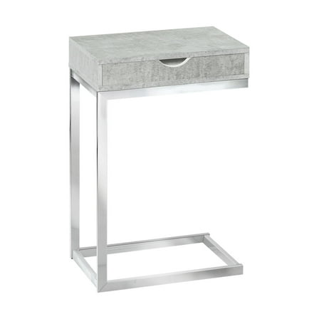 10.25" x 15.75" x 24.5" Grey Finish and Laminated Metal Accent Table