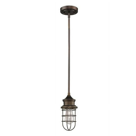 10.25 x 4.5 x 4.5 in. Virginia 1-Light Oil-Rubbed Bronze Pendant with Wire Cage Shade