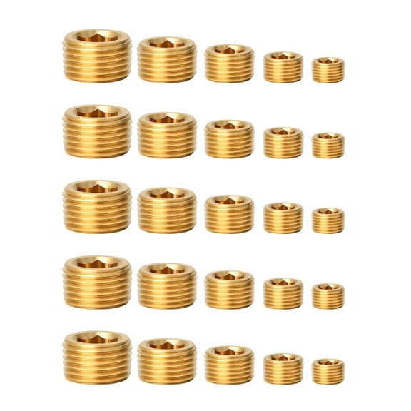 10/25Pieces Brass Internal Hexgonal Pipe Plugs Fittings Male Thread for Efficient Sealing In Mechanical Systems