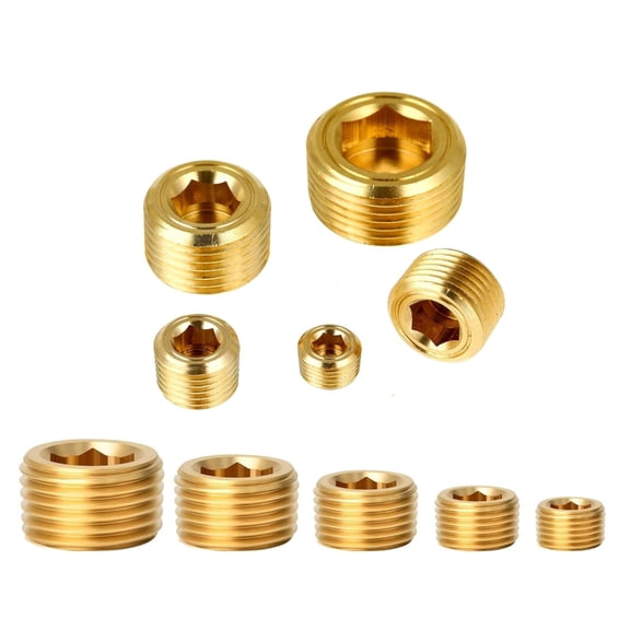 10/25Pieces Sturdy Brass Pipe Plugs Fittings Male Internal Hexgonal Designs for Secure Sealing In Various Systems