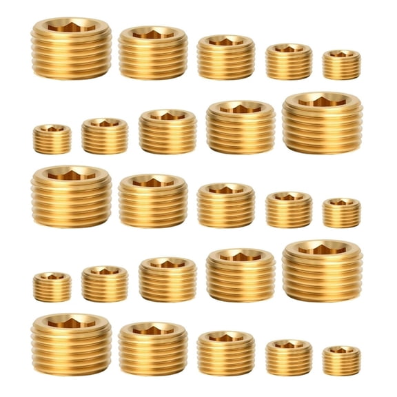 10/25Pieces Sturdy Brass Pipe Plugs Fittings Male Internal Hexgonal Designs for Secure Sealing In Various Systems
