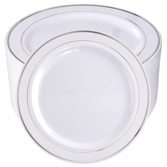 10.25inch Silver Disposable Plastic Dinner Plates