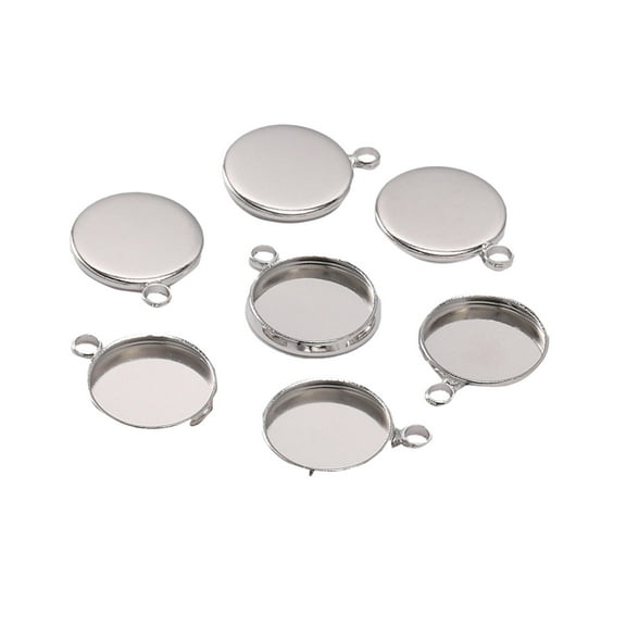 10-25mm Round Cabochon Bezel Pendant Settings Blank Tray Jewelry Making Supplies 20Pcs DIY Craft Metal Findings 20PCS