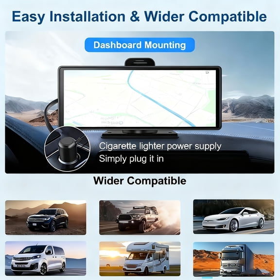 10.26-Inch Portable Carplay And Android Auto Display with In-Car Entertainment System Widescreen Design Supports Music, Video, And Navigation Functions 2.5K HD Front Camera