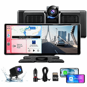 10.26" Smart Car Display for Car, Portable HD Touchscreen Car Stereo Upgrade with Wireless Apple CarPlay & Android Auto, 4K Dash Cam, Backup Camera, GPS Navigation, Voice Control