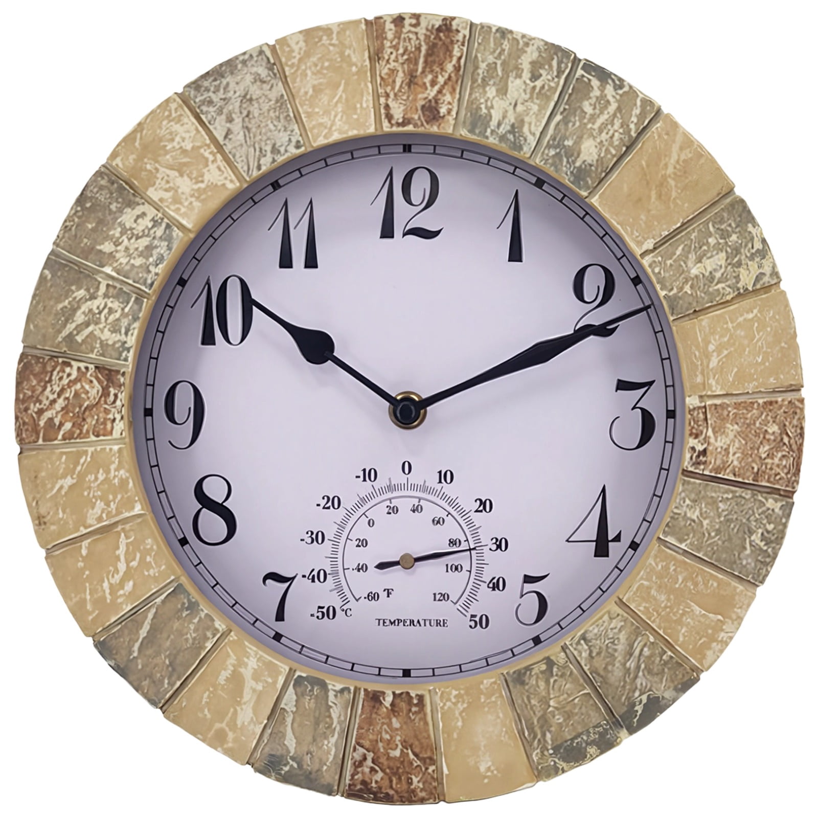 Outdoor Clock Kit 10 in / 26 cm Waterproof Outdoor Clock Thermometer Combo, Battery ...