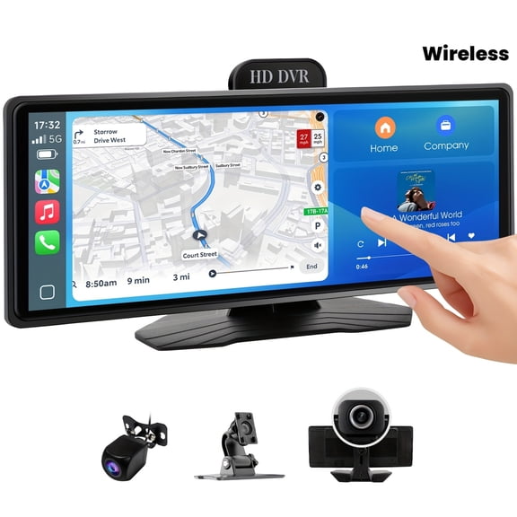 10.26-inch IPS HD Wireless CarPlay Display, Android Auto Mirror Link Screen, Universal Car Multimedia Stereo for In-Car Entertainment, Modern Vehicle Accessory