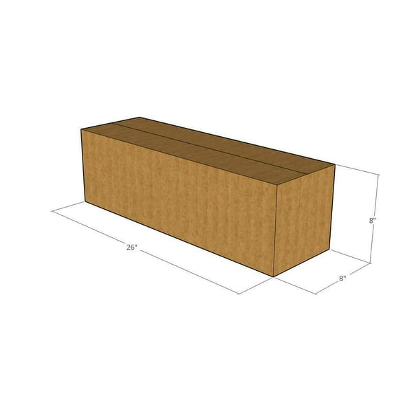 26x8x8 Kraft Brown Corrugated Shipping Boxes, 32 ECT Single-Wall, Qty 10