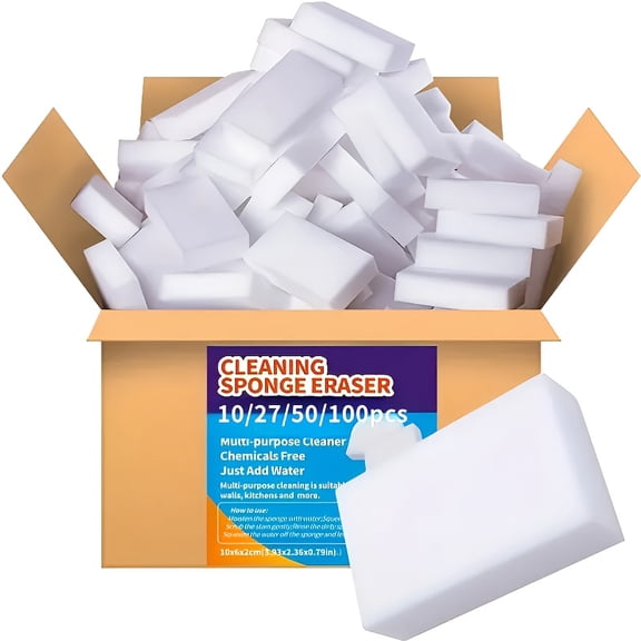 10/27/50/100pcs High-Quality Magic Sponge Eraser Foam Cleaning Pads, Multi-Purpose Household Sponge for Kitchen Dishwashing, Furniture, Bathroom, Bathtub, Sink, Floor, Wall Cleaner