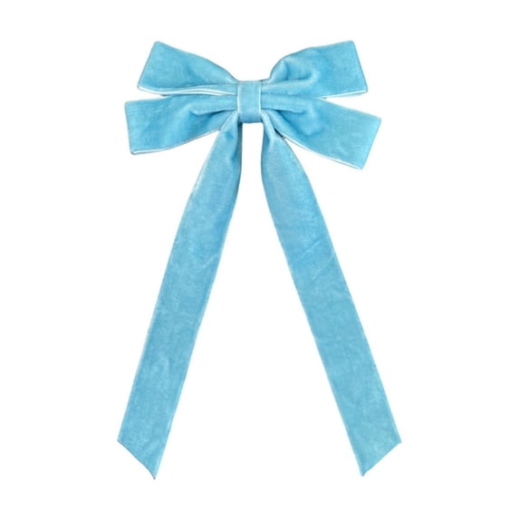 10.2in Blue Velvet Bow,Pre-Tied Christmas Tree Wreath Decor for Door Party Wedding Holiday Display.