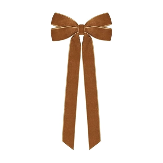 10.2in Brown Velvet Bow,Pre-Tied Christmas Tree Wreath Decor for Door Party Wedding Holiday Display.