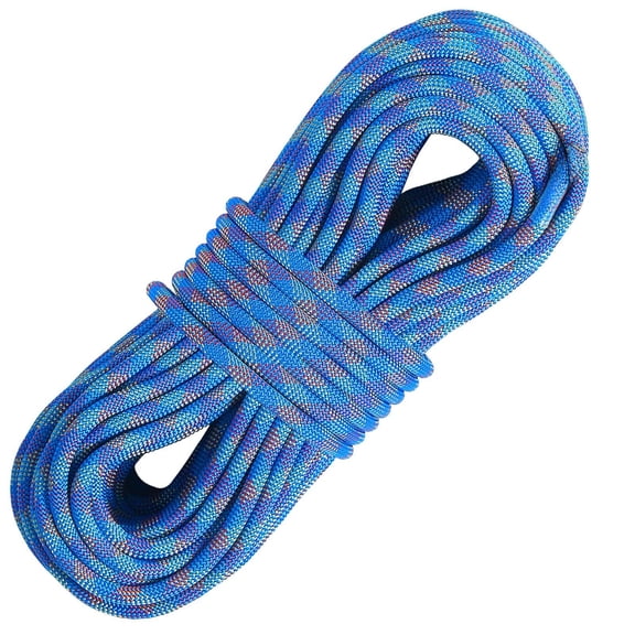 10.2mm Climbing Rope 40M, Dynamic Rope 25KN, Rock Climbing Rappelling Escape Rope with Steel Hooks - Blue