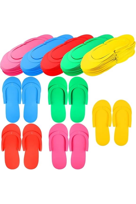 10.2x4.3In Spa Sandals,24 pairs Multi-color Foldable Pedicure Slippers,Disposable Non-Slip Sandals for Men and Women
