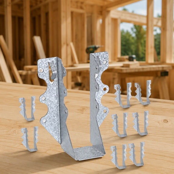 10 2x6 Joist Hangers, 20 Gauge Galvanized Steel Brackets for Wood, Double Shear Face Mount Hanger for Rafters, Decks, Floors, Ceilings, Pergolas