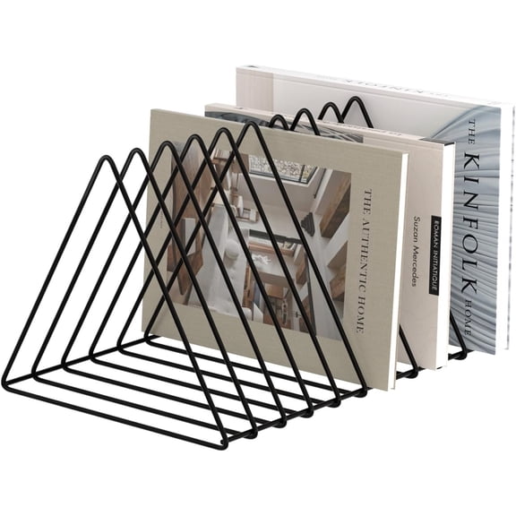 10.2x7x5.9In Book Record Holder,Black Metal Newspapers Folders,Durable Magazine File Storage,Triangle Desk File Organizer