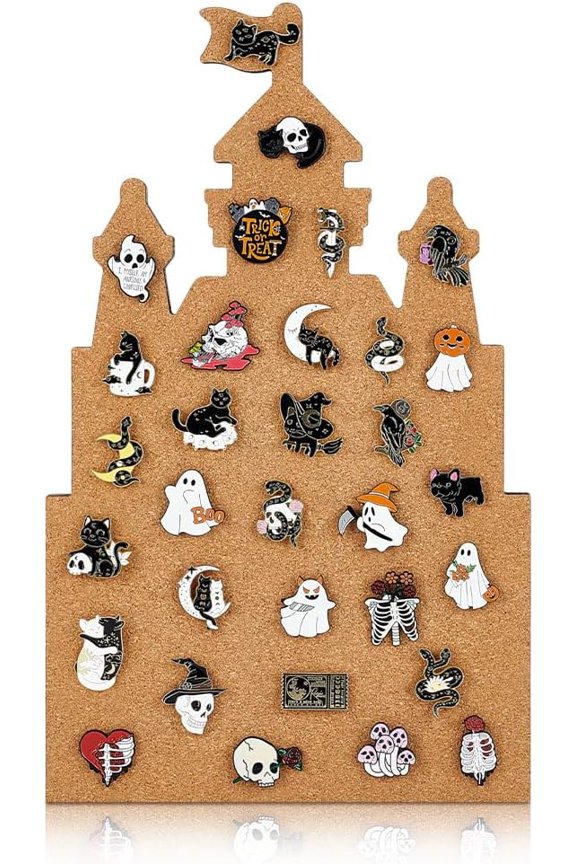 10.2x8.5 Inch Castle Pin Board Cork Board Wooden Brooch Display Board with Soft Cork Surface Wall Mounted Jewelry Collection Board