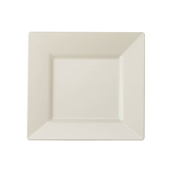 EMI Yoshi 10.75" Ivory Bone Square Dinner Plasti Party Plate Count of 10