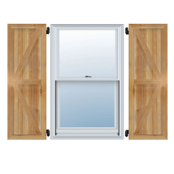 10 3/4"W X 54"H Timbercraft Two 5 3/8" Boards Framed Board-N-Batten Shutters W/Z-Bar, Rough Sawn Western Red Cedar (Per Pair)