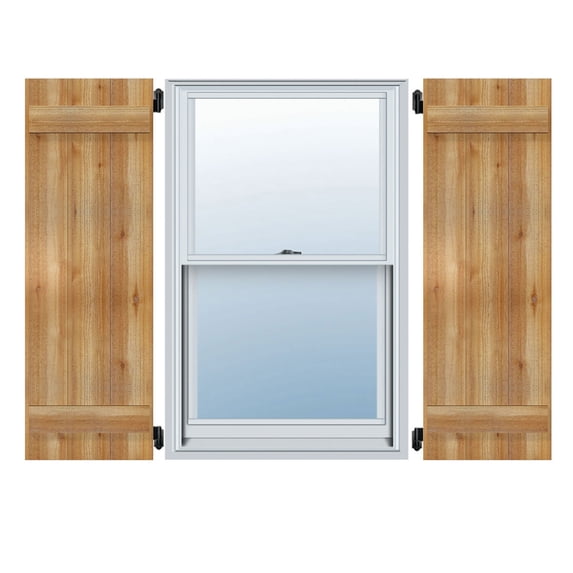 10 3/4"W X 57"H Timbercraft Two 5 3/8" Boards Joined Board-N-Batten Shutters, Rough Sawn Western Red Cedar (Per Pair)