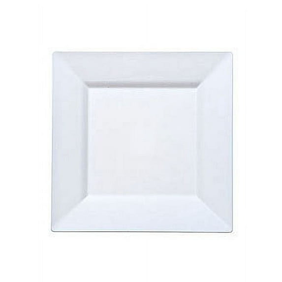 10 3/4" White Elegance Square Dinner Plastic Plates 10ct.