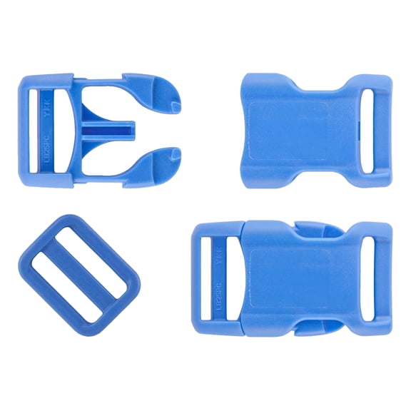10 - 3/4 inch Blue Contoured Side Release Buckle & Triglide Set